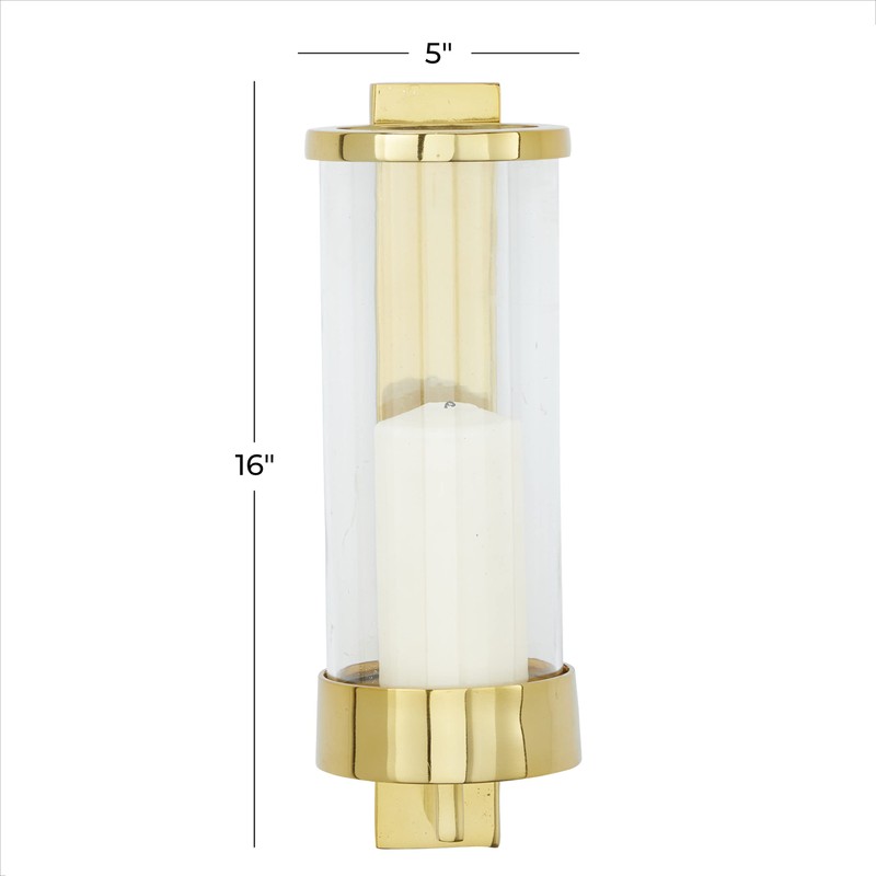 Deco 79 Aluminum Metal Single Candle Wall Sconce, 5" x