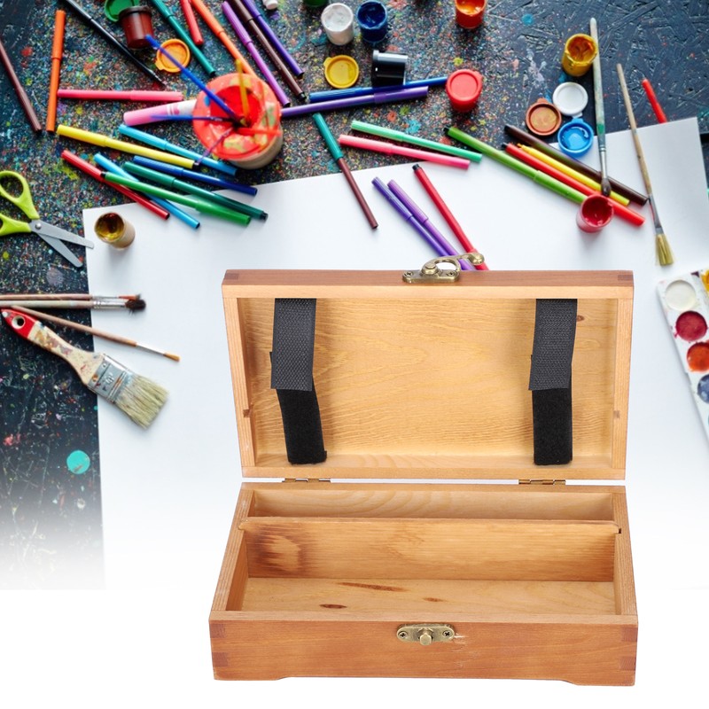 Wooden Box Antique Rectangle Children Stationery Case Desktop MultiFunction Storage