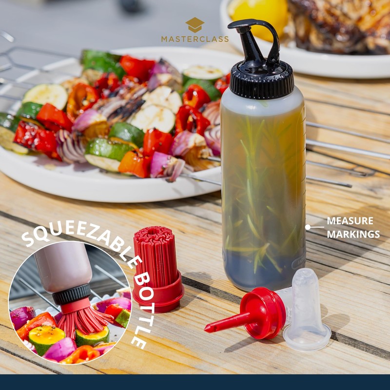 MasterClass Barbecue Bottle Set with 3 Interchangeable Heads, 350ml Marinating