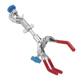 Three Prong Extension Flask Clip Clamp, Adjustable Three-Prong Swivel Flask Clamp, 3-Prong Swivel Rubber Coated Clamp with Boss Head, Lab Clamp for Laboratory Use
