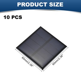 sourcing map 10PCS 2V 0.32W 0.16A Mini Solar Panels for Solar Power, Small Solar Photovoltaic Cells Charge DIY Electric Toy Materials Solar System Kits, 2.36" x 2.36"