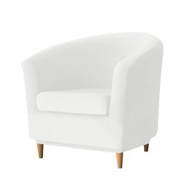 Deisy Dee 2 Piece Velvet Club Chair Slipcover Tub Chair Slipcovers Stretch Barrel Chair Covers Accent Chair Cover Removable Couch Furniture Protector Arm Chair Cover for Living Room (Off White)