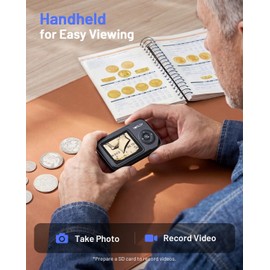 TOMLOV P50 Digital Microscope Handheld: Adjustable Focus Coin Microscope with 2.4" IPS Screen, Trichome Portable Magnifying Glass with Light, Jewelry
