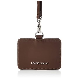 BEAMSLITS ID Card Case, Leather Color Stitching ID Case, Braun