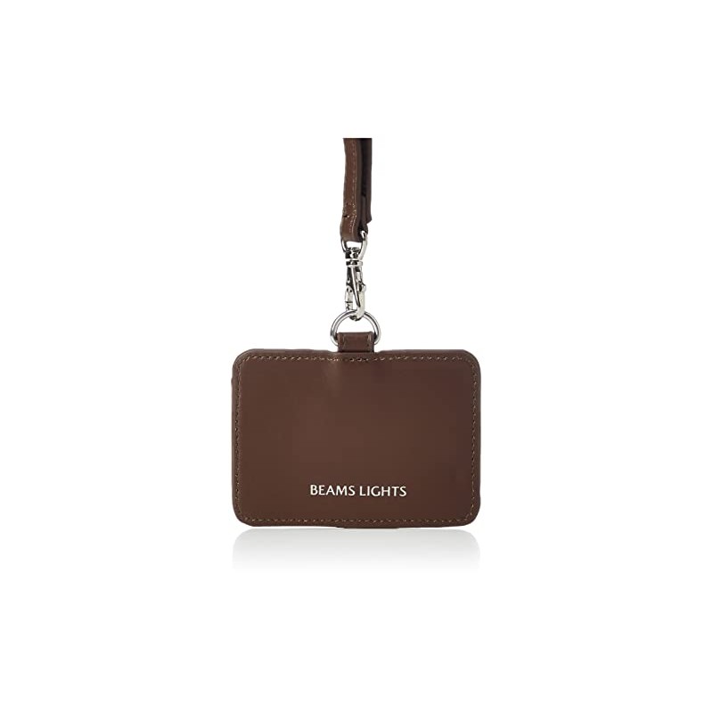 BEAMSLITS ID Card Case, Leather Color Stitching ID Case, Braun