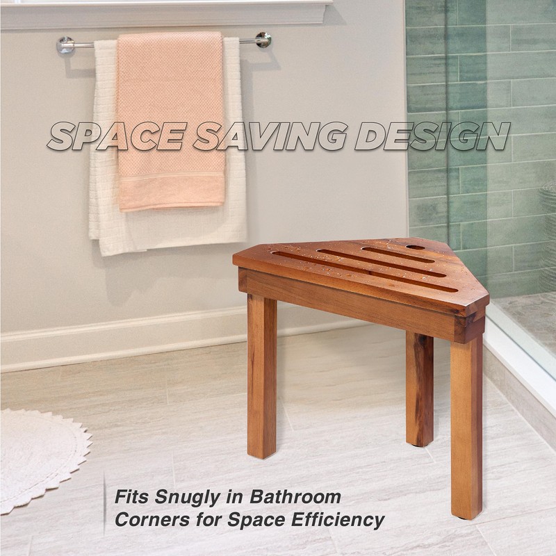 BLUEWEST Shower Foot Stool for Shaving Legs, Acacia Wood Shower