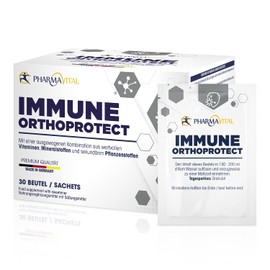 PharmaVital Immune Orthoprotect Mikronährstoffe zur Stärkung des Immunsystems, hochdosierte Nahrungsergänzung mit Vitaminen, Mineralstoffen, Pflanzenstoffen für den Energiestoffwechsel, 30 Beutel