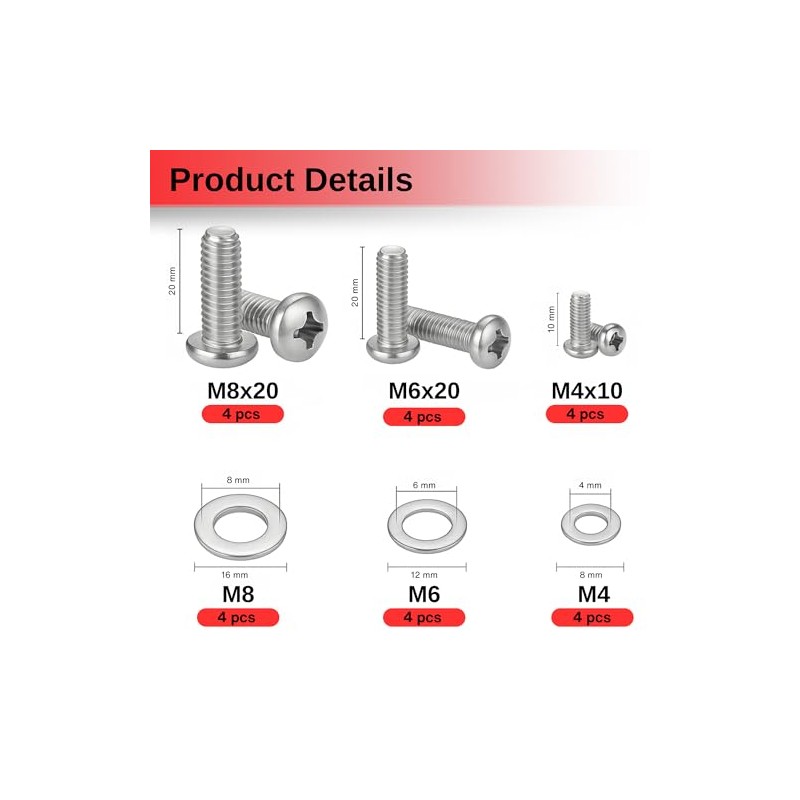 Universal TV & Monitor Mounting Hardware Kit – 24pcs M4,
