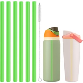 Straws Replacement Compatible with Owala Freepsip 24oz,32oz Water Bottle,Replacement Parts For Owala Free Sip Sway 30 oz,Include 6 BPA-FREE Straws and 1 Cleaning Brush,Green
