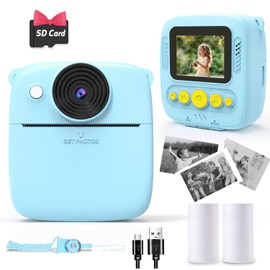 Kids Camera with Instant Function - 8x Digital Zoom 2.0 Inch Display, Digital Camera for Kids with Storage Bag, Children from 3 to 12 Years (Blue)