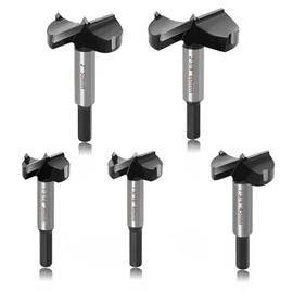 ASNOMY 5PCS Large Size Forstner Drill Bit, 1-3/16Inch to 2-3/8Inch Carbide Tipped Forstner Bit for Hard Wood, Wood Drilling Hole Saw Set Woodworking Hinge Cutter Tool Kits