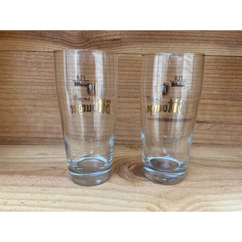 Pair of Bitburger 'Bitte ein Bit' Beer Glasses Glassware Made