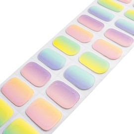 CENPEK 20 Pieces Semi Gel Nail Strips Rainbow Gradient Gel Nail Stickers UV Gel Nail Stickers with Nail File and Stick for Women Manicure