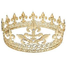 King Men's Crown or Party Prom Decorations Royal Medieval Crown Gold For Cosplay Homecoming Prom Party Decorations (Gold)