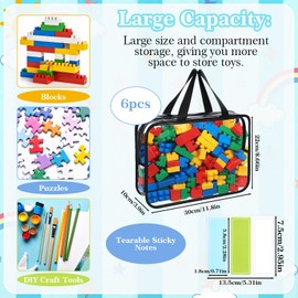6 Pack Large Storage Organizer with Zipper and Labels, PVC Clear Bags for Board Games, Books, Puzzles, Building Blocks