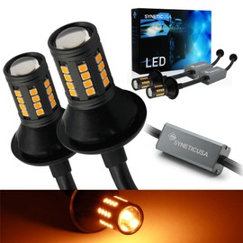Syneticusa 1157 - Bombillas LED de señal de giro delantera/trasera, libres de errores, listas para Canbus, color amarillo/ámbar, luz de estacionamiento DRL, sin hiperflash, todo en uno, con resistencias integradas