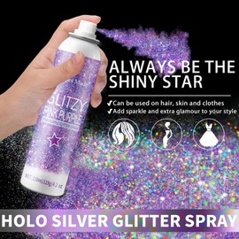 Elitles Made Body Glitter Spray for Hair and Body, 150ML Holographic Glitter Hairspray, Sparkle Glitter Spray for Kids Women, Body Shimmer Festival Rave and Makeup 4.2 Fl Oz (Gold)