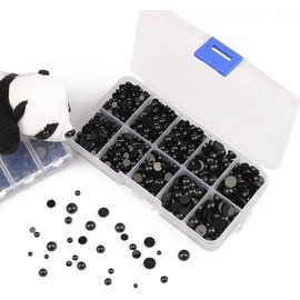 HOOWDAMY Stuffed Animal Doll Eyes Eyes Eyes Doll Eyes Doll Eyes Doll Eyes Nose Animal Nose Craft Parts Handmade DIY Sewing Parts Material Black Eyes Animal Doll Toy 1000 pcs
