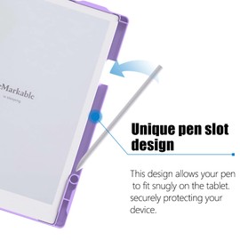 ENET-CASE Case for Remarkable 2 Paper Tablet- Multi-Viewing Adjustable Folding Book Folio Cover - with Built-in Pen Holder - for 10.3" 2020 Released (Purple)