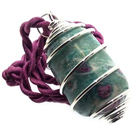 Angelleesa Designs Ltd Large Ruby and Fuchsite Gemstone Crystal Spiral Pendant