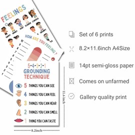 9 Calming Corner Poster Classroom Decor - Mental Health Poster For Kids Toddler Preschool Homeschool Decoration - Boho Calm Down Corner Supplies For Counselors Therapists Teachers Supplies(Boho)