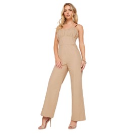 PixieGirl Beige Brown Bust Detail Jumpsuit Petite