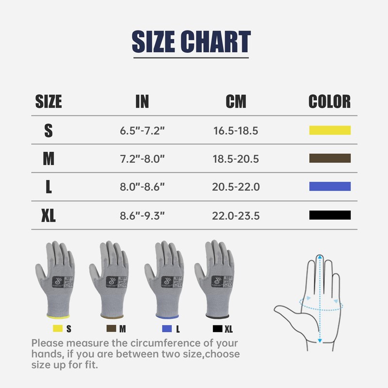 HANDLANDY 12 Pairs PU Coated Nylon Black Protective Work Gloves,