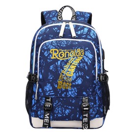 KARFRI Soccer Player 7 Multifunction Sport Backpack Travel Laptop Football Fans Bag for Men Women (Blue lines - 2)