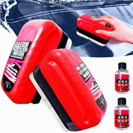 Automotive Oil Film Cleaning Brush,Oil Film Cleaning Brush for Car Windows|2 PC Oil Film Remover for car Window,2 PC Oil Film Cleaning Brush Prevents Rain and Fog,Windshield Cleaner Tool 8 Oz(240ML)