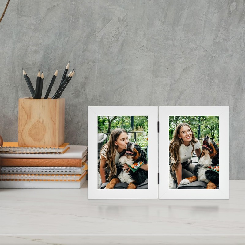 Frametory, 5x7 Double Picture Frame Hinged 2 Photos Frame Collage,