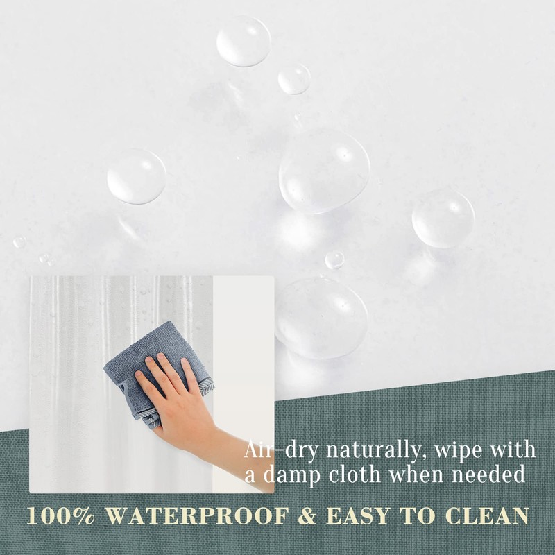 No Hook PEVA Shower Curtain or Liner - 8G Heavy