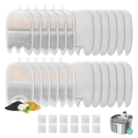12 Set Replacement Filters & Sponges for 135 fl oz/4L Wilreless Cat Water Fountain, BFLICROY Cat Water Fountain Filters, Triple Filtration Pet Fountain Filter Replacement, Dog Fountain Filter
