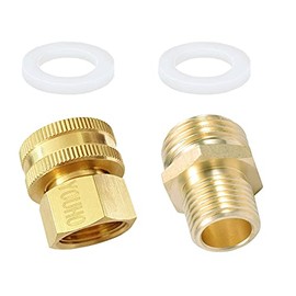 YOUHO Garden Hose Adapter 3/4" GHT to 1/2" NPT Fitting Connect, Green Thumb Quick Swivel Connector Adapter,Double Male and Female Thread GHT 3/4" x 1/2" NPT Pipe (2 Pack)