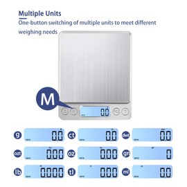 KUBEI Upgraded USB Charging Small Kitchen Scale, 3kg/0.1g Mini Food Electronic Scale, High Accuracy Cooking Scale, Pocket Scale with LCD Display