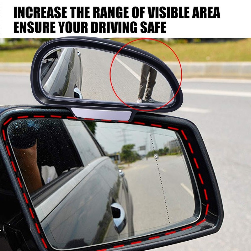 Car Blind Spot Mirrors(5.12 * 2.75in), Adjustable Auxiliary Universal Wide