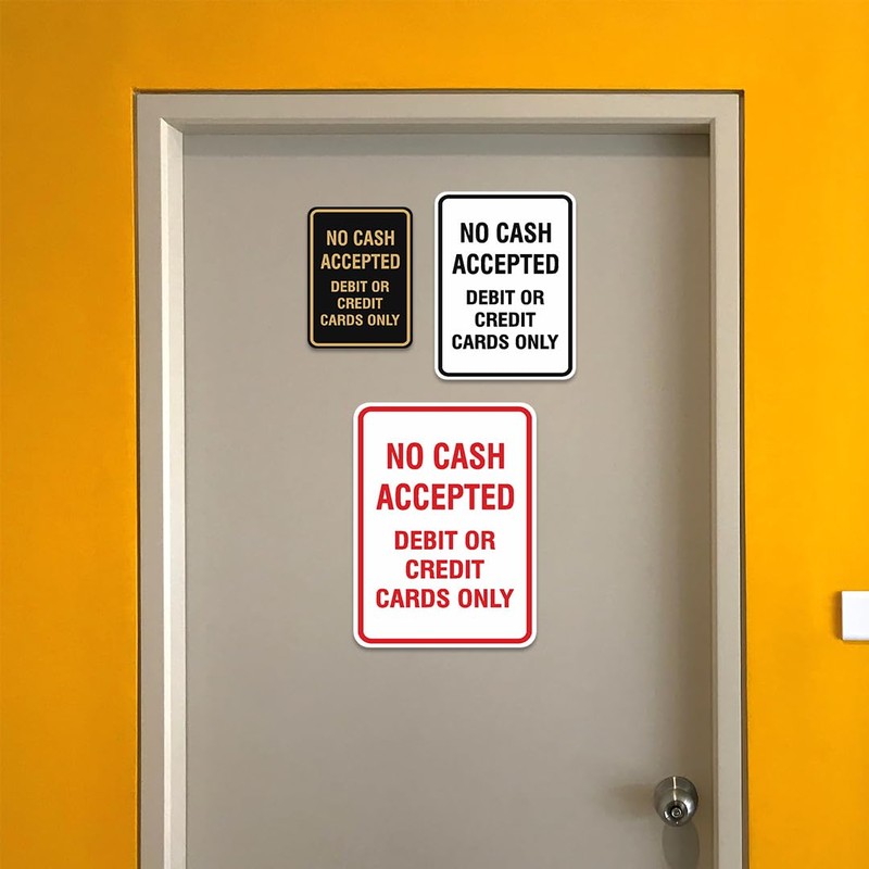 Signs ByLITA Portrait Round No cash accepted debit or credit