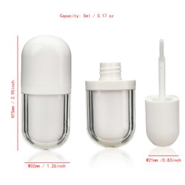 COSIDEA 20pcs 5ml 0.17oz Empty White Flat lip gloss tubes with wand Cute lipgloss container for small business