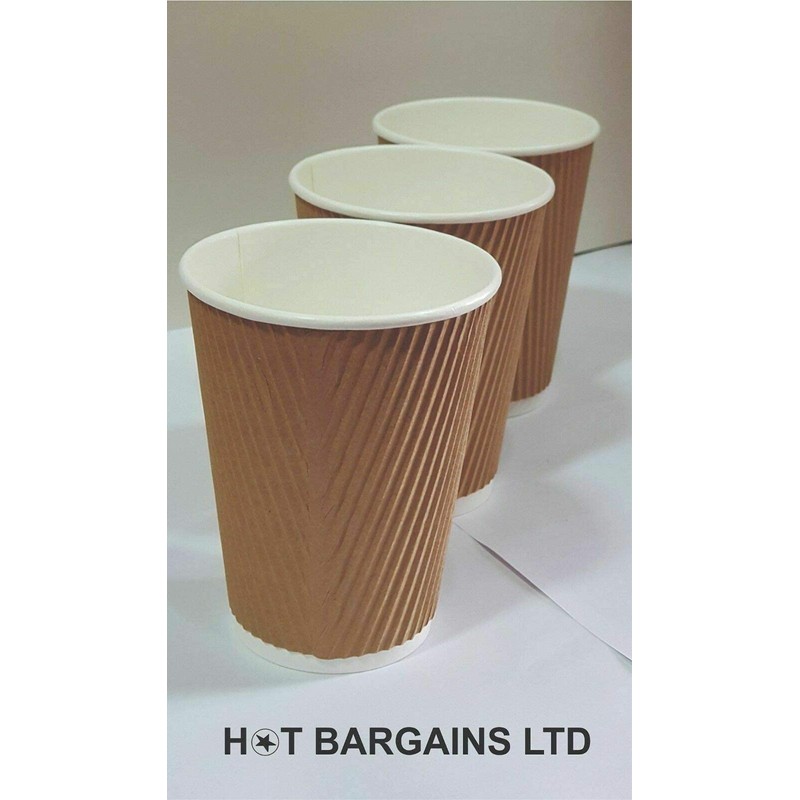 HOT BARGAINS, 200 X 8oz / 230ml Kraft Triple Walled