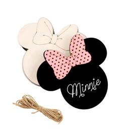 30 Pack 4 Inch Wood Mouse Head Cutouts Unfinished Wood Mouse Head Crafts Wooden Mouse Head Hanging Ornaments DIY Mouse Head Craft Gift Tags for Home Party Decoration