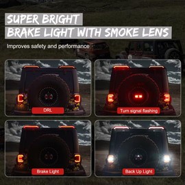 Aaiwa High Mount Brake Light with Turn Signals & Brake Lights, Extra Tail Light For 2018-2023 Wrangler JL Upgrade Roof Tail Lights