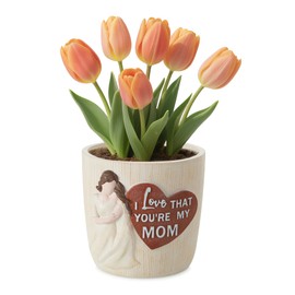 Afigurna Plant Pots Gift for Mom: Raised Mother-Daughter Design - Love That You're My Mom - 5.3 inch Flower Pot with Drainage for Succulents - Indoor Planter Gift for Mothers Day, Birthday Gifts