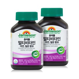 [1+1] Jamieson Chewable Multivitamin (1350mg x 110 tablets x 2 bottles) 220-day supply / [1+1] 자미에슨 츄어블 멀티비타민 (1350mg x 110정 x 2병) 220일분