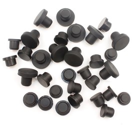 EASYEAH Silicone Plugs 3/8 in T-Shaped Soft Flexible Rubber Stopper Waterproof Seal Button Plug for 9.5-10.4 mm/0.37-0.41 in Hole, Black, 32 Pcs