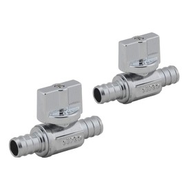 PEX Straight Stop Valve, 1/2-in x 1/2-in PEX 1/4 Quarter Turn LF Brass Chrome Plated Shut off Valve for Faucet or Toilet Installation (2-Pack)