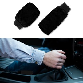 Kutyun 2 Pcs Car Gear Shift Knob Cover & Car Handbrake Cover, Anti-Slip Breathable Comfortable Handbrake Gear Shift Protector, Car Interior Accessories Universal for Most Car (Black)