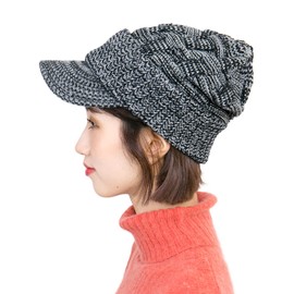 Zaction Knit Hat, Brim Hat, Casquette, Autumn/Winter, Knit Cap, Plaid Pattern, Ash Heathered