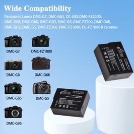 Pickle Power DMW-BLC12 DMW-BLC12PP Battery and LED Dual Slot Charger for Panasonic Lumix G7, G85, G95, FZ1000, FZ1000 II, GH2, G5, G6, GX8, FZ200, FZ300, FZ2500 Camera