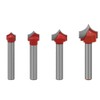 Saipor 4pcs 6mm Shank Point Cutting Roundover Router Bit Set