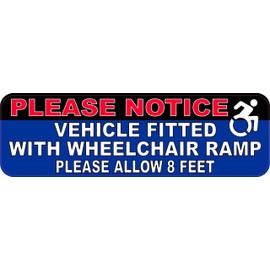 StickerTalk Wheelchair Ramp Allow 8 Feet Vinyl Sticker, 10 inches by 3 inches