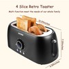 Toaster 4 Slice,KOTIAN Retro Long Slot Toasters with Countdown Timer,Stainless